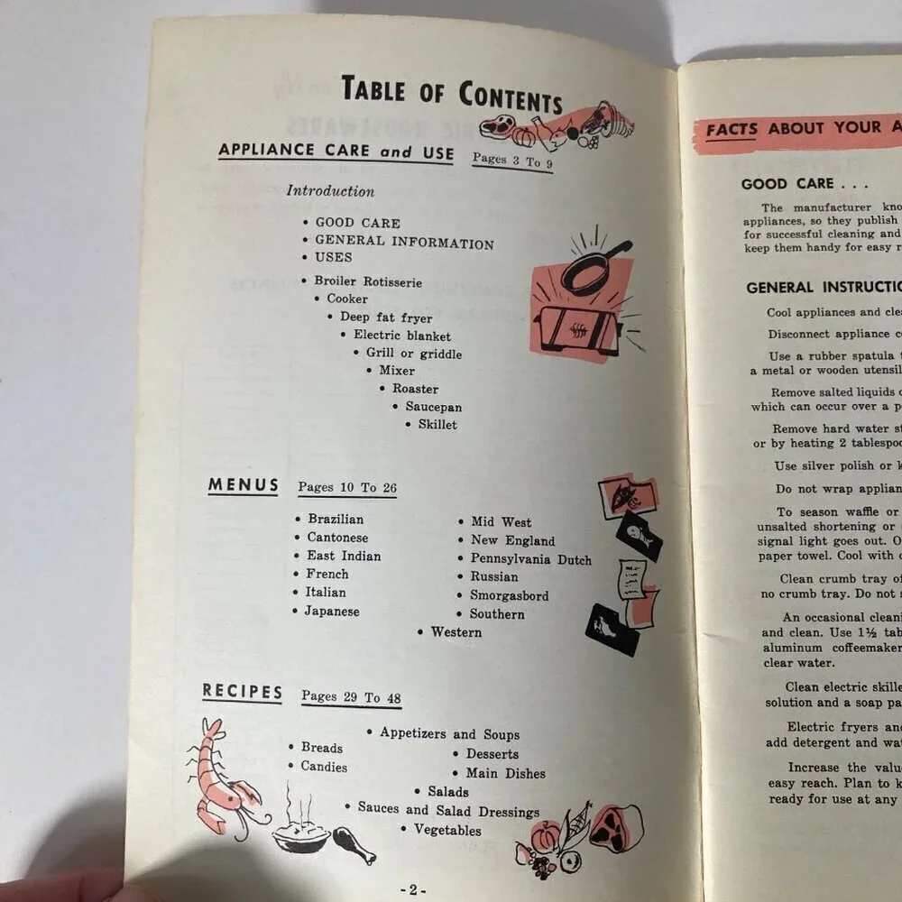 Vintage‎ MCM 1958 Cookbook Around The World Cookery w Electric Housewares 6 x 9